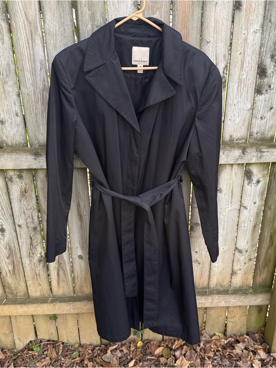 Anne Klein Jackets & Blazers - Anne Klein 2 Black Trench Coat cotton blend belted collar pockets academia 14